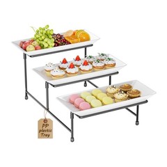 3 Tier Serving Tray for Party, 12» BPA Free Food 12″ x 11.6″ x 8.7″ Black