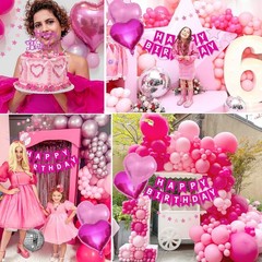 Pink Birthday Party Decorations for Women Girls with Happy Birthday Banner Pa…