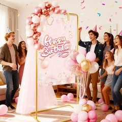 Rectangular Gold Party Arch Backdrop Frame Adjustable for Wedding Birthday