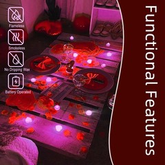 Pyrrhiax 2000PCS Silk Rose Petals with 24 LED Tea Lights Candles, Pink purple