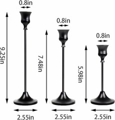 Black Candlestick Holders Taper Candle Holders, Set of 3 1 set (3 pcs),