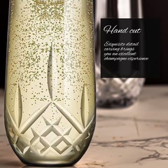 SHOSHIN Stemless Champagne Flutes Crystal, Hand 2.1inch * 6.1inch, Classic
