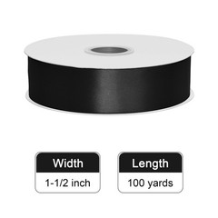 Double Face Black Satin Ribbon 1-1/2 Inch X 100 Yards Polyester Black Ribbons…