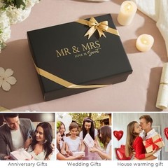 Mr and Mrs Wine Glasses Set of 2 for Engagement Bridal Shower, Mr&Mrs-Black