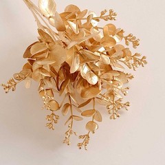 4 Gold Metallic Artificial Eucalyptus Leaves Bushes Party Decorations