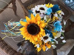large Wedding Bridal Bouquet Flowers Huge Package Sunflowers TEALS 7 bouquet
