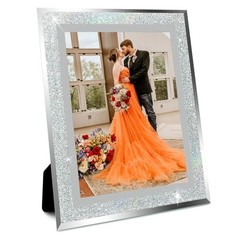 Glass Photo Frame 4×6 5×7 6×8 inch High Definition 5X7 inch Shiny Silver