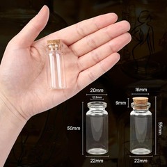Mini Glass Bottles 10ml Cork Vials Wedding Favors w/ Tags String 100pc Bulk Wish