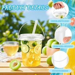 30 Sets 34 oz Drink Buckets with Lids and Straws, Disposable 30 PCS Clear