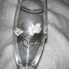 Rawcliffe Bride & Groom Toasting Flute Wedding Glasses Vintage Pewter Doves VTG!
