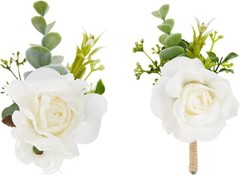 Elegant White Corsage & Boutonniere Set for Weddings & Proms – 1 Piece Each