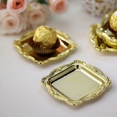 12 GOLD 3″ Metallic Mini Square TRAYS Wedding Favor GIFT HOLDERS Party Supplies