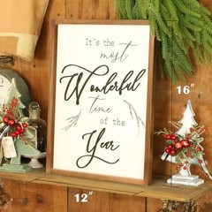 Framed It’s The Most Wonderful Time of The Year Wall Decor 16″L x 12″W Brown