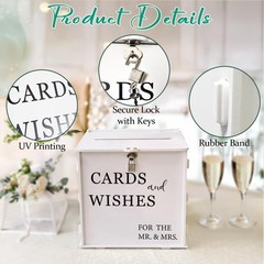 White Wedding Card with Slot & Lock, Elegant Wedding Card Boxes for Reception…