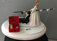 Cake Topper Wedding Bridal Bride Groom Going Gone Fishing Theme
