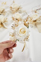 Champagne Boutonniere for Men Wedding, Set of 6, Groom and Best Man Boutonnie…