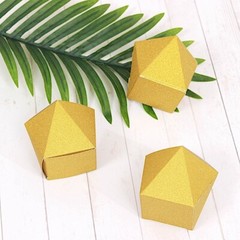GOLD 25 Glittered 4″ Geometric Favor Boxes Wedding Party Events Decorations