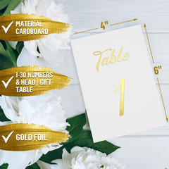 Gold Table Numbers 1 30 for Wedding Reception Gold Foil Table Number Cards