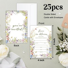ZEDEV 25 Sets Flower Double Sided Wedding Invitations 4*6 inches, Multicolor