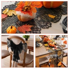 12 Pcs Black Lace Table Runners 14 x 120 Inch Rustic Wedding Table Runner
