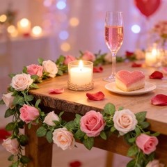 2Pack Artificial Rose Flower Garland 6.5FT Fake Rose Vine Peach Deep Pink