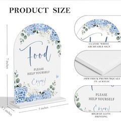 Blue Hydrangea Acrylic Wedding Sign, Bridal Shower Table Decorations, Food