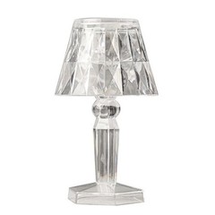6 Clear 4.5 in Acrylic Crystal TABLE LAMPS Battery Operated LED Lights Party