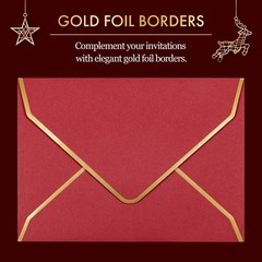 Invitation Envelopes, 100-Pack 5×7 Envelopes for Invitations, Gold Foil Borde…