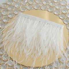 White 39″ long Natural Ostrich Feathers Trim Satin Ribbon Decorations