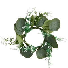 VEVOR 12 Set Wooden Wedding Lantern with LED Candles and Eucalyptus Wreath White