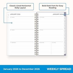 2026 Weekly and Monthly Planner Calendar, January 2026 – 5″ x 8″ Tula- 2026
