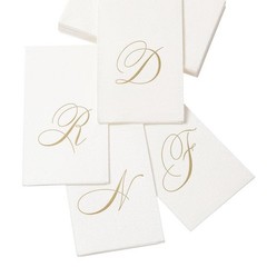 Caspari White Pearl Paper Linen Guest Towels, Monogram Initial Abstract, Pack…