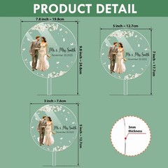 Custom Photo Wedding Cake Topper Rustic Acrylic Mr and Mrs Personalized Gift