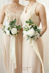 Ling’s Moment White Bridesmaid Bouquet Set of 4, White and Sage Wedding Bouqu…