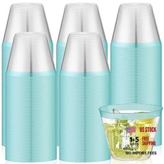 100 Pcs 9oz Rimmed Plastic Cups for Weddings & Cocktails – Heavy Light Green