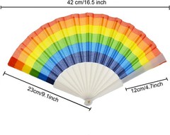 12 Pack Rainbow Folding Fans Red, Orange, Yellow, Green, Blue, Purple