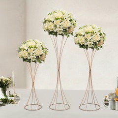 3 pcs Gold Wedding Table Hourglass-shaped Flower Stand For Anniversary Ceremony