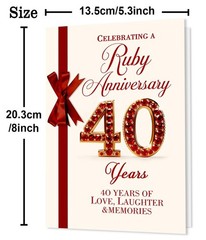 Beixian Happy 40th Anniversary Card for Women Men, 40 Year Wedding Anniversar…