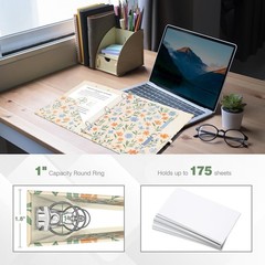 Ospelelf Binder 3 Ring 1 Inch, Round Ring Clipboard Binder for Letter Size Pa…