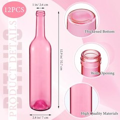 Zhehao 12 Pieces Colored Wine Bottles 750ml Empty Decorative Glass Cute Color