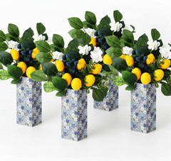 Amalfi Coast Party Decorations 4 Blue Tiles Table Centerpieces Boxes