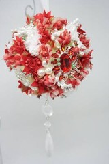 Crystal Rhinestone Pomander Kissing Ball Christmas Ornament Red White Decoration