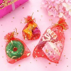 50pcs Moon Stars Drawstring Organza Bags Jewelry Gift Bags Pouches Gold Star Org