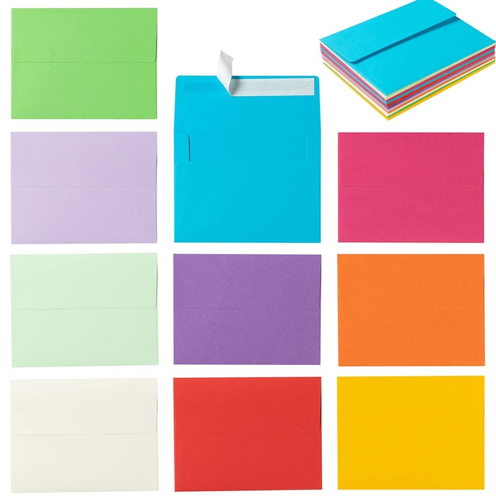 100 Pack A2 Colorful Invitation Envelopes A2(4.37 x 5.75 Inches),