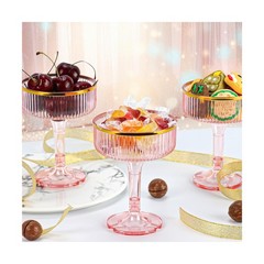 30 Pack Pink Champagne Glasses Tower 7 OZ Plastic Coupe Glasses With Gold Rim…