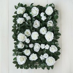 24×18-Inch White and Green Silk Rose Flowers Wall Backdrop Panel Wedding Sale