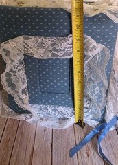 VTG Blue Floral Fabric Lace Photo Album Cottagecore Shabby Chic Slip-In Pages