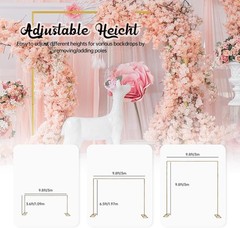 10×10 Gold Square Backdrop Frame Adjustable Height Metal Wedding Arch Stand
