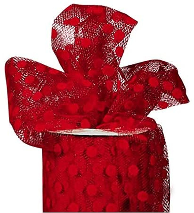 Red Polka Dot Tulle Decor – 6″ x 25 Yards, Wedding, Christmas, Valentine’s Day