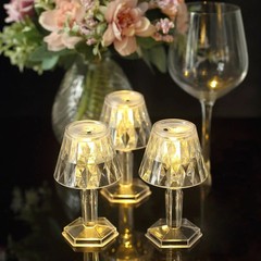 CLEAR 6 Mini 4.5″ Acrylic Crystal DESK LAMPS Decorative LED Lights Party Events